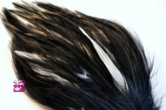 HACKLE FEATHER PAD Natural GREY; Headband//Hats//Hair