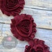 1/2 or 1 Yard Increment - BURGUNDY - Chiffon Shabby Rose Trim - diy headband flowers - Fabric Frayed Flower - Wedding Invitation Rosettes