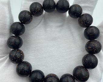 Pulseira de madeira de agar Estrela Dourada de Hainan | Terço de oração artesanal de 12 mm | Mala aromática para meditação