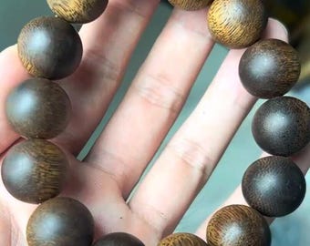 Pulseira rara de madeira de agar Nha Trang Qi Nan | Qualidade de afundamento, Mala colecionável feita à mão (Vários tamanhos)