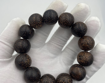 Pulseira de Agarwood Estrela Dourada de Hainan | Terço Artesanal de 18 mm | Mala Aromática para Meditação