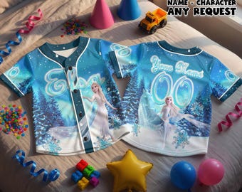 Personalized Elsa Frozen Baseball Jersey Kids Disney Trip Shirt Custom Name Birthday Shirt Disney Cruise Family Vacation Tee