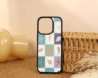 Ocean Grid Phone Case For iPhone Air iPhone 17 16 15 14 13 12 11 iPhone Pro/Pro Max Case iPhone Mini Case XR XS MAX SE2020 Custom Gift