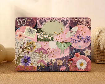 Moth Butterfly Collage MacBook Protective Case Laptop Hard Cover for 2026 Neo 13 Air 15/13/11 Mac Pro 16/15/14/13 inch M5 M4 M3 M2 M1