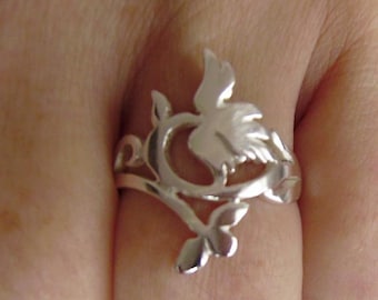 Two Flowers Ring in Silver