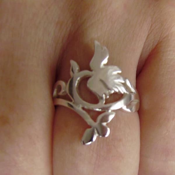 Two Flowers Ring in Silver