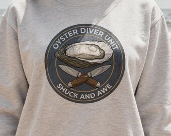 Tactical Oyster Diver Sweatshirt, Funny Scuba Crewneck, Ocean Apparel, Seafood Lover Pullover