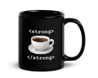Pixel Coffee Cup Mug Office Humor Black Glossy Ceramic Coffee Cup Funny Coworker Gift Morning Routine Gamer Vessel