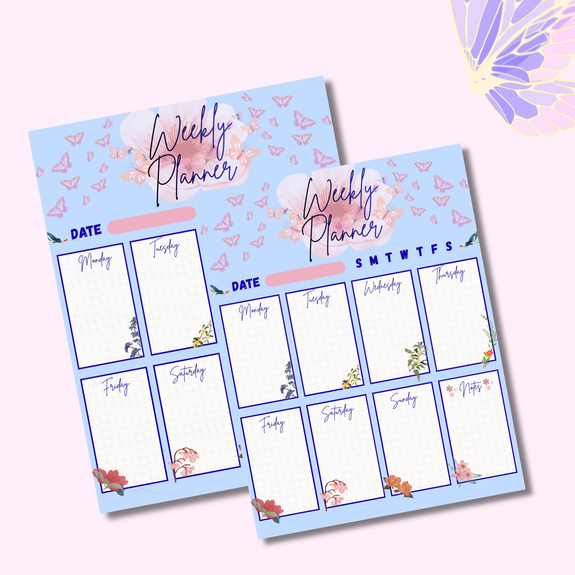 Floral Weekly Planner Printable, A4 US Letter Schedule (instant ...