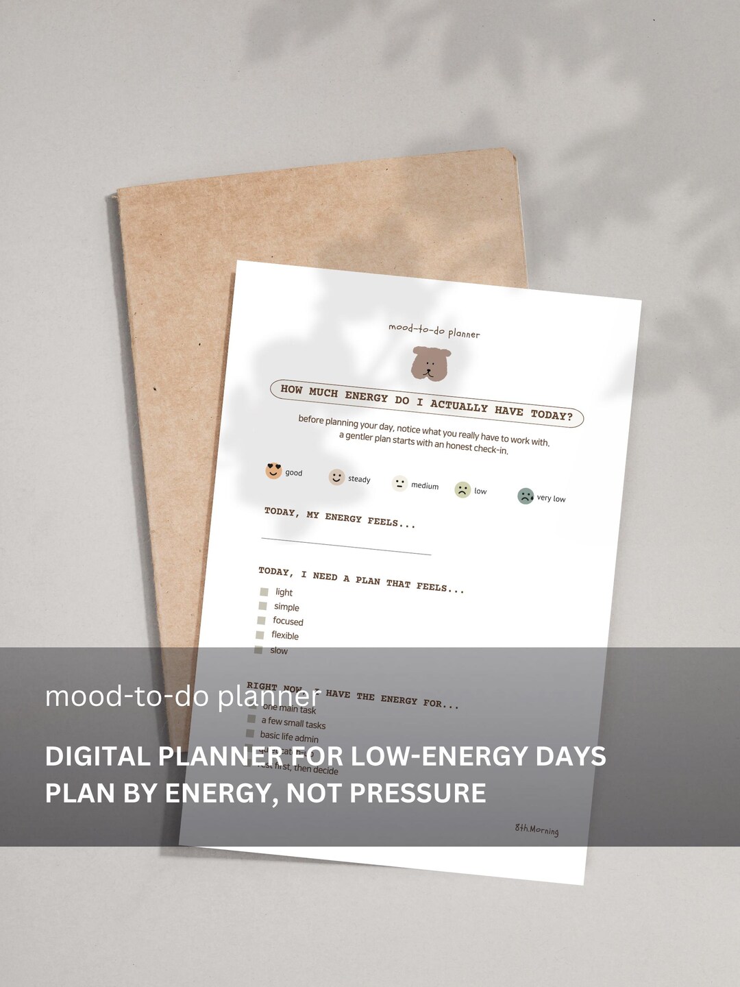 Mood to Do Planner, Energy Based Daily Planner, Low Energy Day to Do ...