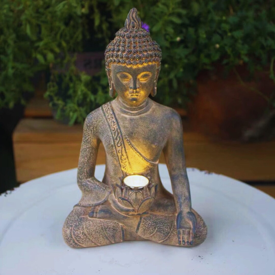 Buddha Solar Garden Statue: Zen Meditation Decor With Warm LED Light - Etsy