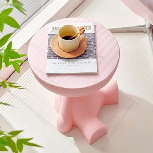 Playful Cartoon Side Table: Modern Plastic Coffee Table for Small Spaces