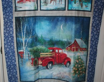 Winter Retro Truck Lap Blanket/Door Decor