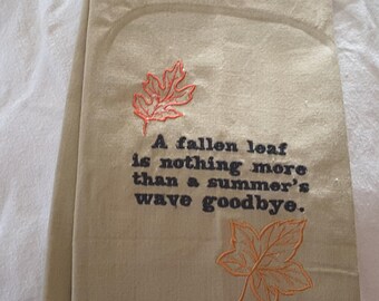 Embroidered Fallen Leaf Kitchen Towel #1570