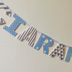 Banderines con nombre personalizado, pancarta de tela con letras