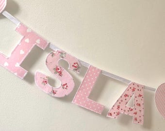 Personalised Floral Bunting, Nursery Garland, Custom Name Banner