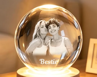 Lámpara de noche LED con bola de cristal y foto personalizada, regalo del Día del Padre de parte de los niños, lámpara de noche con retrato familiar personalizado, regalo de aniversario, regalo para mejores amigos.
