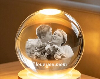 Bola de cristal LED personalizada con luz nocturna, regalo de aniversario personalizado para parejas, regalo de boda para ella, regalos para mejores amigas, regalo de Navidad