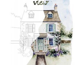 Aquarell-Vorlagenpaket: Sandras Countryside View