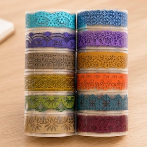 Transparent Lace Washi Tape | Floral Decorative Tape for Journals, Planners, Scrapbooking (15mm x 2m)