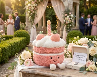 Jellycat Amuseables Melbie Peach Cake Plush - Regalo de aniversario, juguete de peluche suave (apropiado para la habitación del bebé), sorpresa de cumpleaños para un amigo.