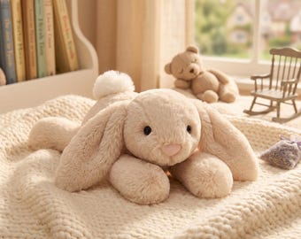 Conejo Jellycat Smudge (34 cm) de peluche - Regalo de aniversario, juguete de peluche suave (apropiado para la habitación del bebé), sorpresa de cumpleaños para un amigo.