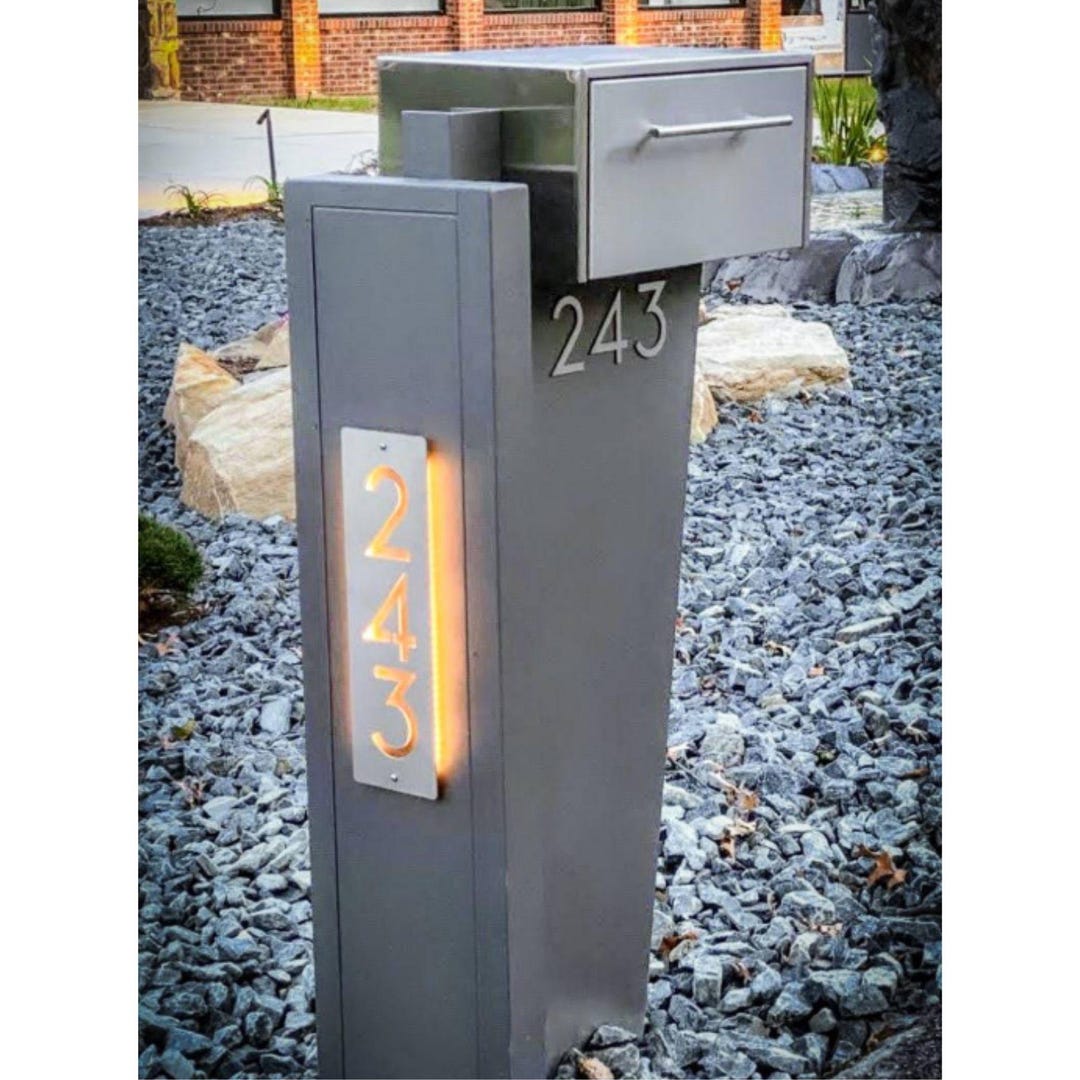 Modern Metal Mailbox Post – Contemporary Minimalist Mailbox With ...