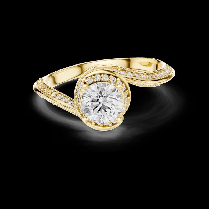 0.70ct Round Lab Grown Diamond Engagement Ring, IGI Certified, Vermeil ...
