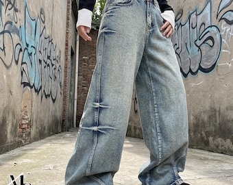 Gerades Bein Jeans | Lässige Lockere Jeans Hose | Alltagskleidung | Y2K Streetwear-Stil