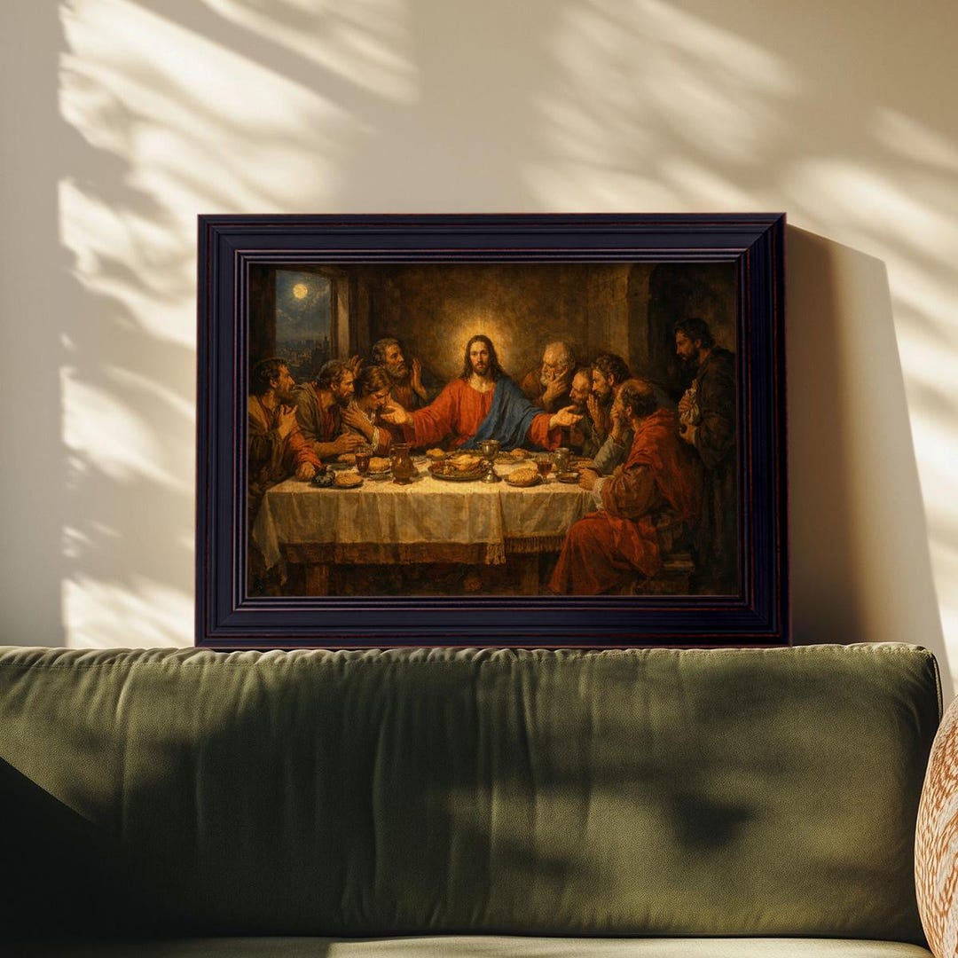 Vintage the Last Supper Framed Canvas Print | Religious Christian Wall ...