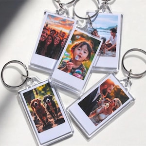 Custom Photo Acrylic Keychain, Double Sided, Image keyring, Picture Keychain, Custom Gift, Keepsake, Polaroid Style Print, Rectangle