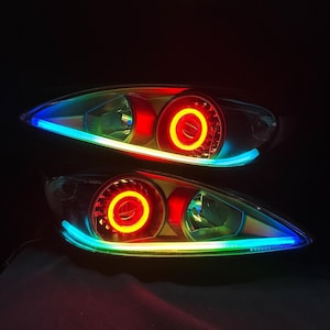 Faros delanteros con proyector bi-LED RGB Halo multicolor Auxess Custom para Toyota Camry 2002-2004 (actualización de luces diurnas LED multicolor)