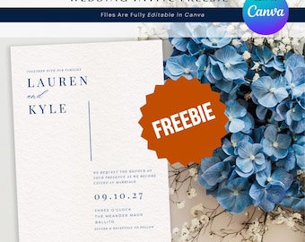 Dusty Blue Wedding Invitation Template – Minimalist, Modern, Editable (Digital Download)