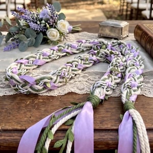 Cordão personalizado para cerimônia de união de mãos, corda personalizada para união de mãos, cordão para união de mãos com folhas verdes, cerimônia pagã de união de mãos, fita celta para amarrar o nó.