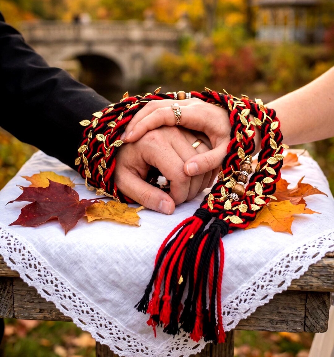 Burgundy & Black Handfasting Cord, Personalized Handfasting Cord ...