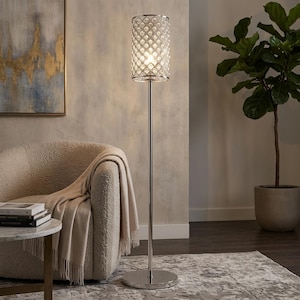 Lampadaire LED de luxe en cristal, or moderne ou