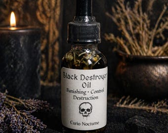 Black Destroyer Oil • Hex Breaking Oil • Protection & Control Conjure Oil • Remove Negativity • Spiritual Cleansing Oil