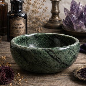 Marble Ritual Bowl • Altar Bowl for Herbs, Incense & Offerings • Stone Smudge Bowl