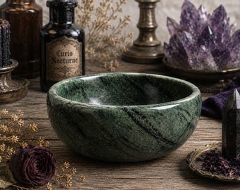 Marble Ritual Bowl • Altar Bowl for Herbs, Incense & Offerings • Stone Smudge Bowl