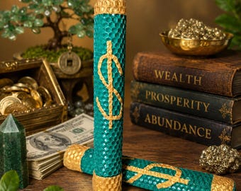 Money Manifest Candle • Prosperity Ritual Herbs & Anointed with Intention Oil • Wealth and Abundance Manifestation • Blessings • Success