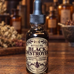 Black Destroyer Oil • Hex Breaking Oil • Protection & Control Conjure Oil • Remove Negativity • Spiritual Cleansing Oil