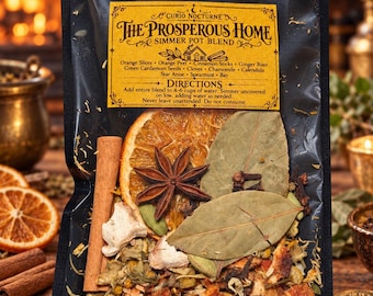 Miscela per incenso "The Prosperous Home Simmer Pot Blend", rituale per abbondanza e denaro, erbe e spezie per la prosperità