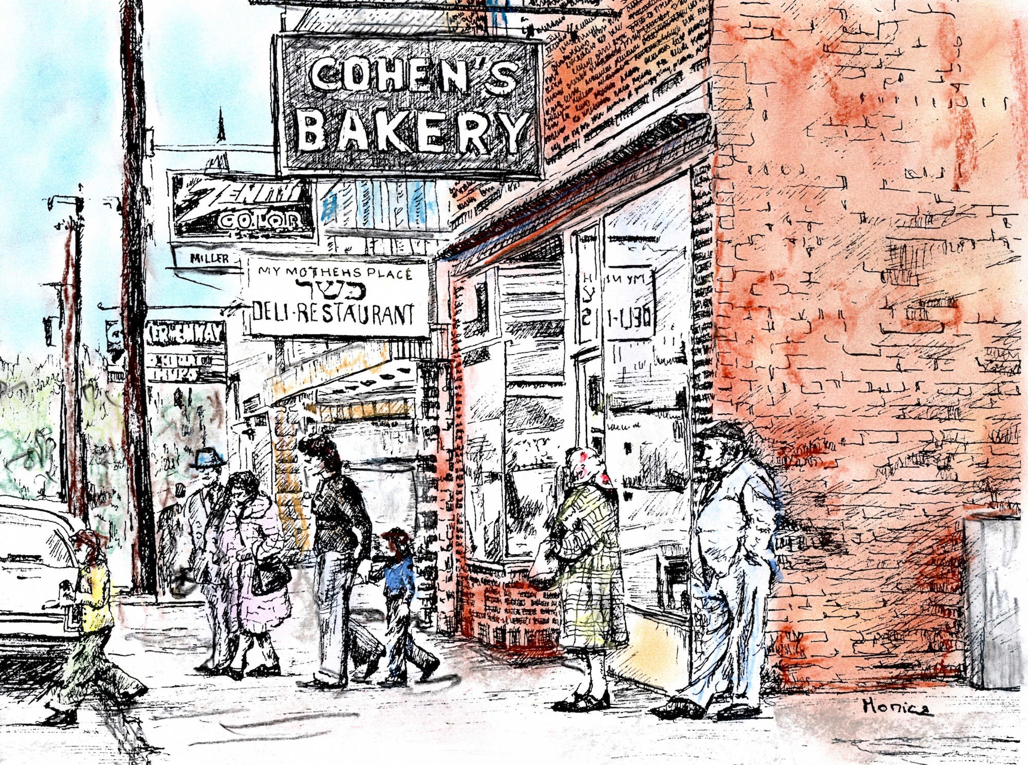 Cohen's Bakery Pen and Ink Print Ellenville, Nueva York Etsy España