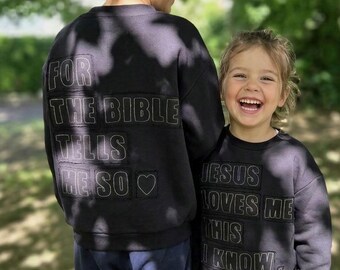 Christlicher pullover kinder | Jesus loves me | Oversize | Jesus Sweatshirt | Handgenäht | Gr. 86-152 | Geschenk