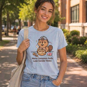 Feminism Tshirt - More Cinnamon Rolls Less Gender Roles - Heavy Cotton T-Shirt