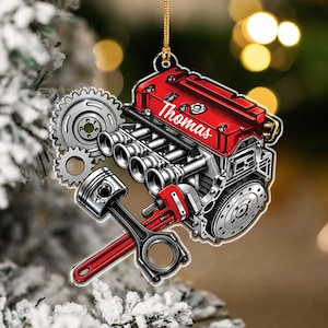 Personalized Mechanic Ornament, Custom Name Auto Repair Mechanic Christmas Decor, Engine Builder Keepsake, Repairing Lover Gift