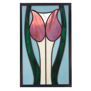 stained glass suncatcher/panel of a tulip