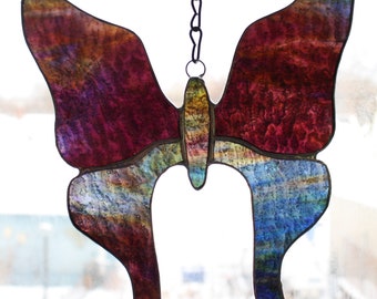 Stained glass suncatcher of butterfly