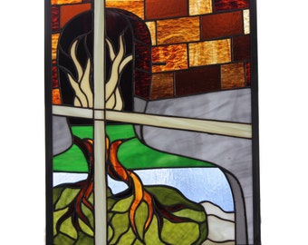 Surreal stained-glass window/ panel art