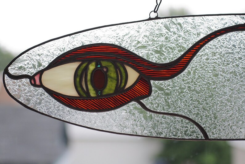 Stained Glass Suncatcher of Green Eye With Brown Lashes Etsy